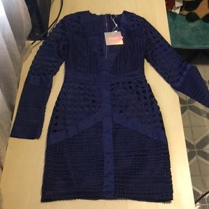 Deep V Navy Dress